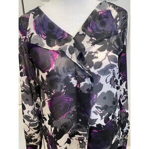 Ann Taylor LOFT Womens Sheer Floral Top Size XS Ruffles Whimsigoth Fairy Grunge‎